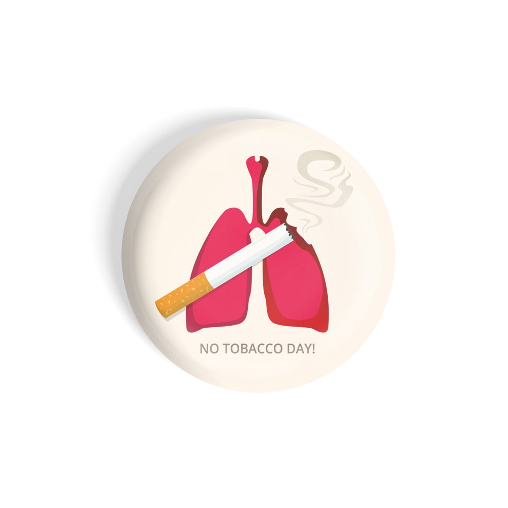 dhcrafts Round Fridge Magnet Multicolor No Tobaco Day D1 Glossy Finish Design Pack of 1 (58 mm)